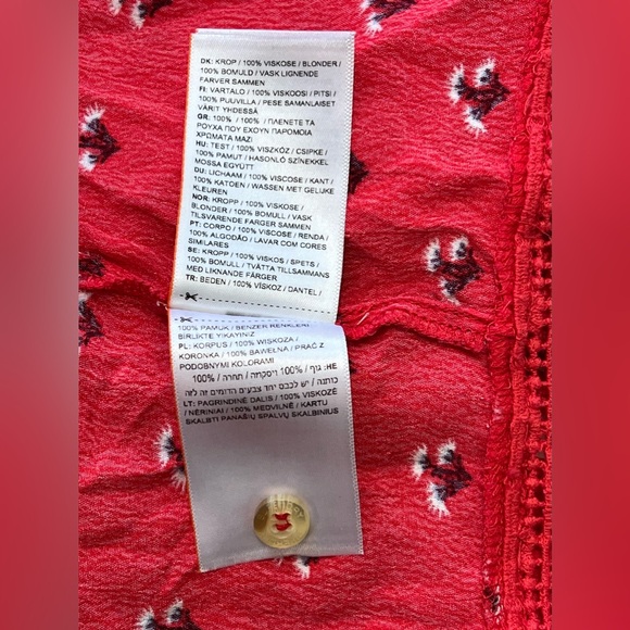 Superdry Sunny lace detail button front top in Red Ditsy Size: 6 NWT - Picture 7 of 11